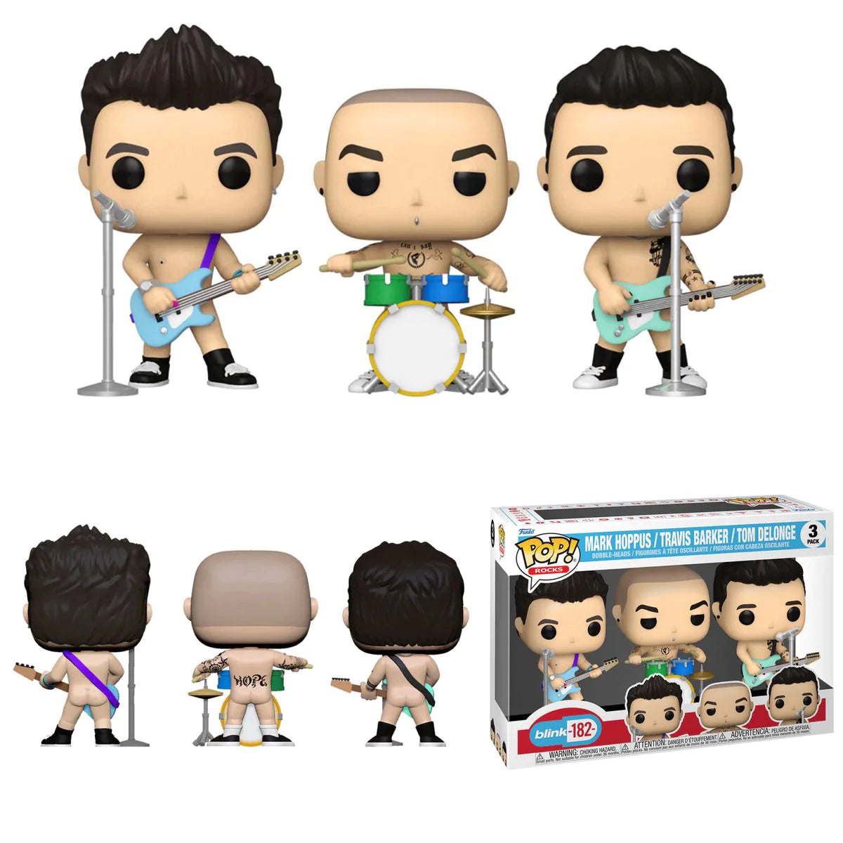 Funko Pop! Blink-182 Mark Hoppus, Travis Barker, Tom Delonge - Neuf Sous Blister Hot Topic