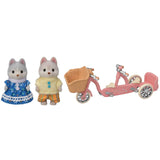 Sylvanian Families - Tandem Cycling Set - Husky Sister & Brother