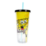 Vaso Con Popote Y Tapa De Plástico Bob Esponja 24 Oz