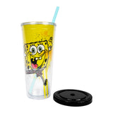 Vaso Con Popote Y Tapa De Plástico Bob Esponja 24 Oz